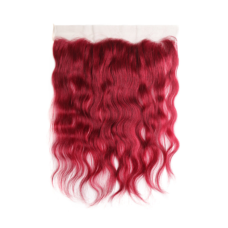 Natural Wavy Burgundy Red 4×13 Freemiddle Part Human Hair Lace Fronta Kemy Hair 