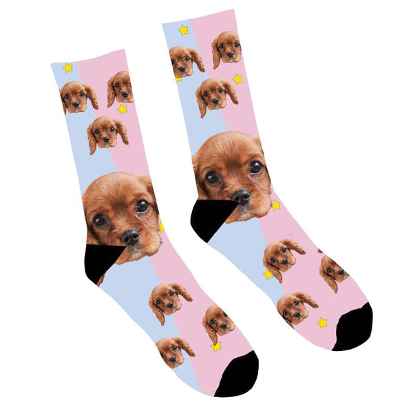Foto Socken Rosafarbener Hund Socken bedrucken liebefotosocken
