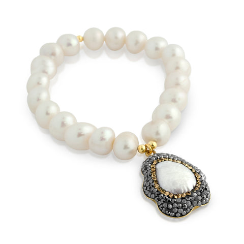 Brazalete 925 Perlas y Drusy