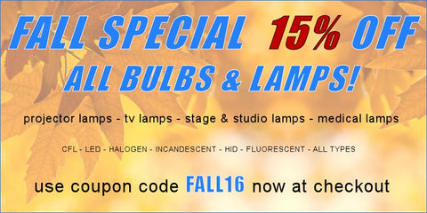 Dynamic Lamps 2016 Fall Special - 15% Off All Lamps and Bulbs!