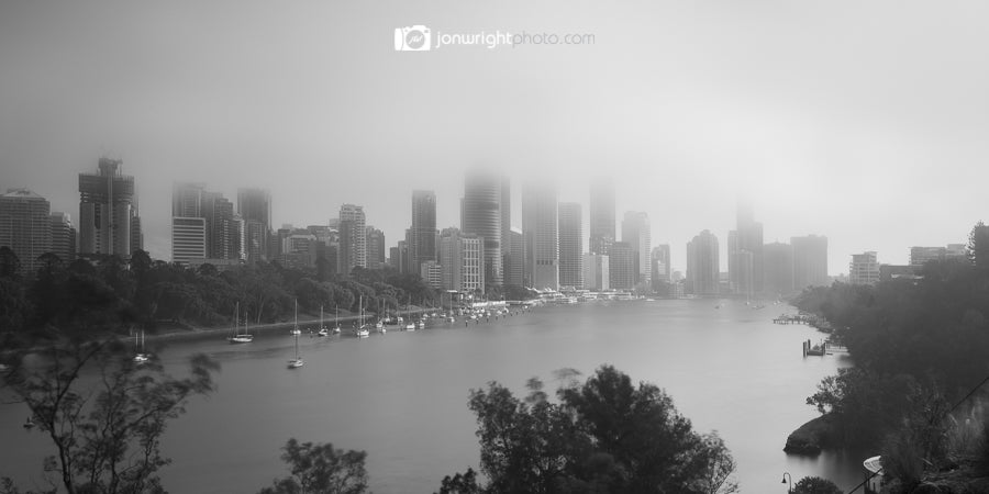 Brisbane City fog panorama