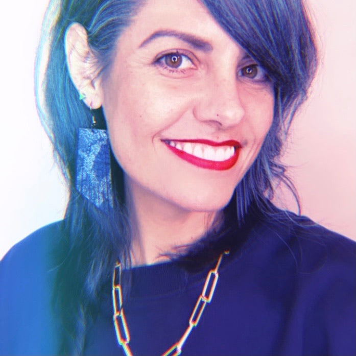 Metallic Blue Python Print Fringe Earrings