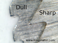 A microscope view of a sharp vs dull blade.