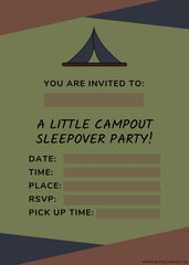 A Little Campout Sleepover Party Invite