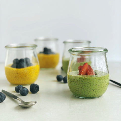 4 ingredient vegan and grain-free chia pudding made with JOYÀ elixir blends