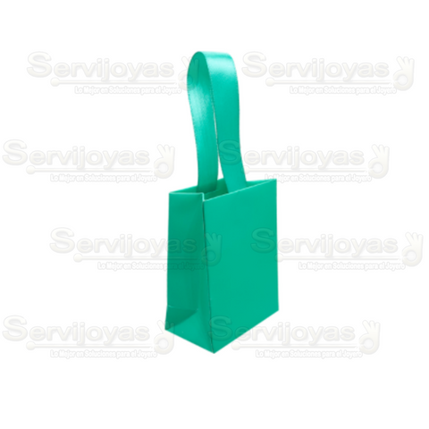 Bolsa De Papel Mate Mini Con Listón Aqua (paq. 10pzas) 2810.AQ
