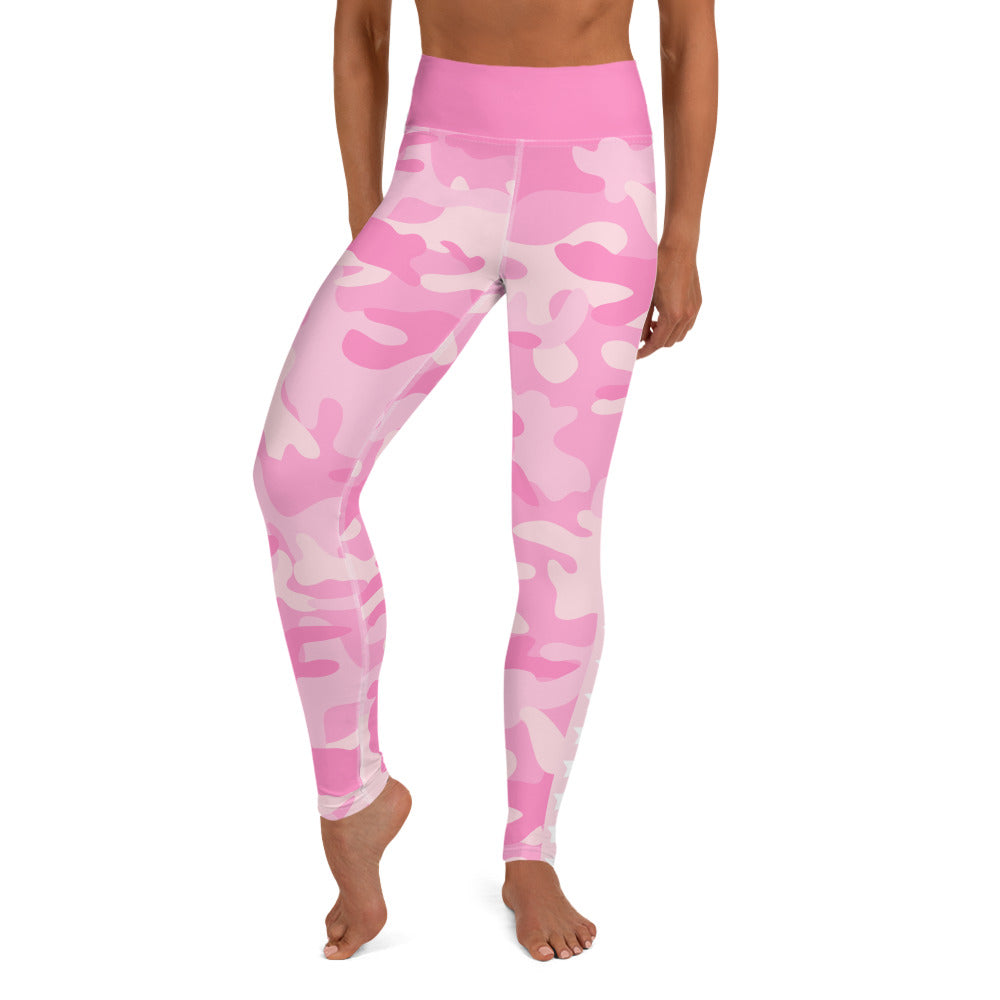 Fuchsia Pink Camouflage Workout Pants, Yoga Leggings for Women Camo High  Rise Waist Tights Printed Cute Graphic Gym Activewear 