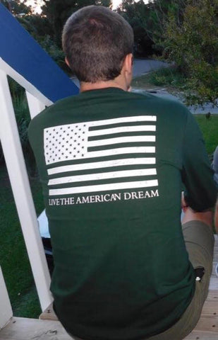 Mens United American Flag Forrest Green Long Sleeve