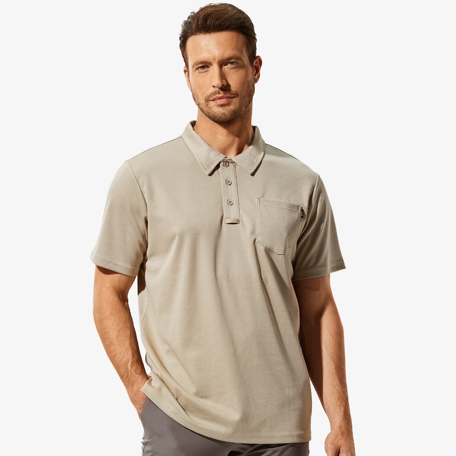 Onderling verbinden gewicht geluk MIER Men Quick Dry Polo Collared Shirts with Chest Pocket