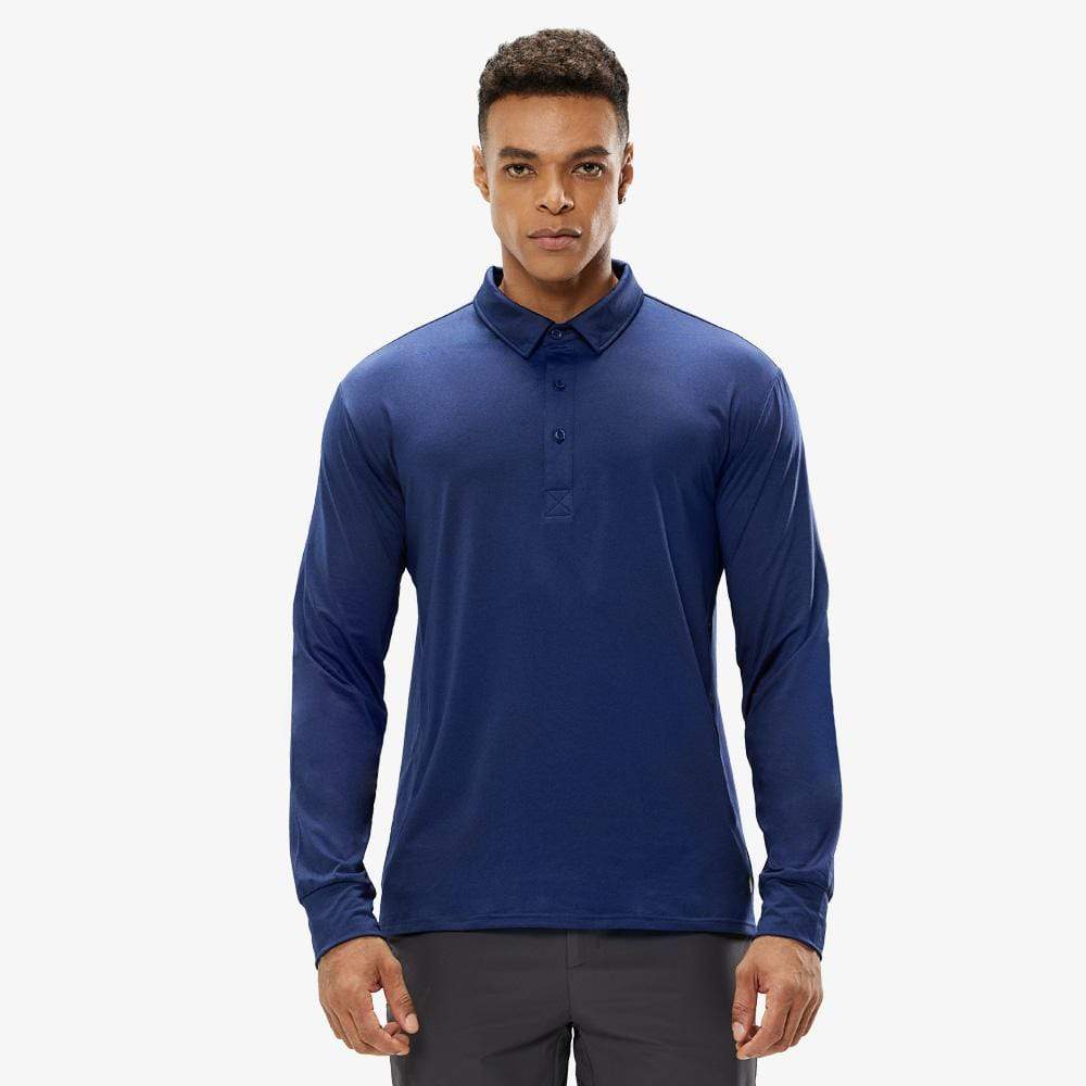 MIER Men's Long Sleeve Golf Polo Shirts Quick Dry UV Sun Protection & Super Soft Shirts & Polos Blue / S MIER