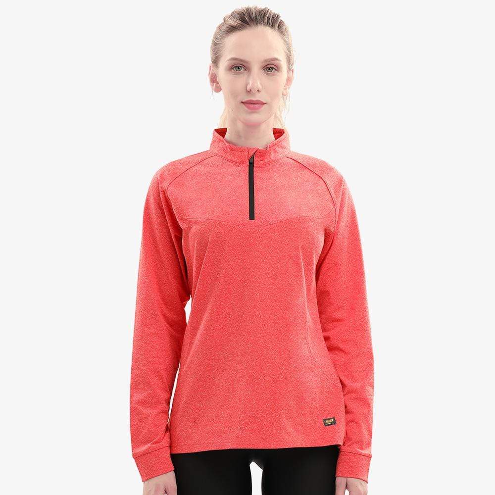 MIER Women Quarter Zip Pullover Fleece Lined Workout Shirts