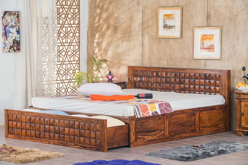 Buy Solid Wood Bowley Bed With Front Open Dual Storage - Online In