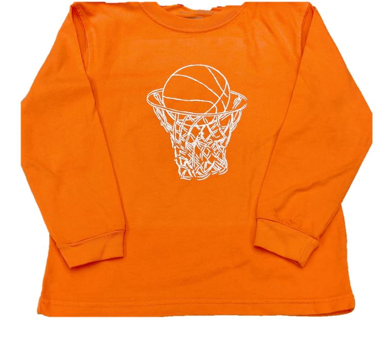 Scheiden stortbui injecteren Long-Sleeve Orange Basketball T-Shirt – Mustard & Ketchup Kids Official