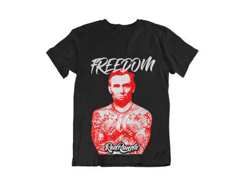 Clothing - Abraham Lincoln Freedom Adult Unisex T-shirt (Black and Red) Streetwear
