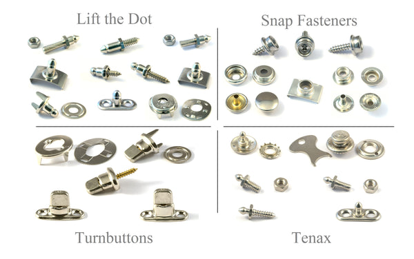 Canopy fasteners, turnbutton, lift the dot, tenax, snap fastener, genuine dot brand