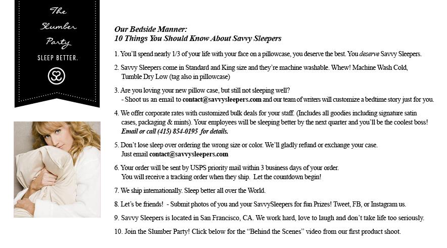 Savvy Sleepers Bedside Manner Page