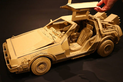 cardboard back to future car