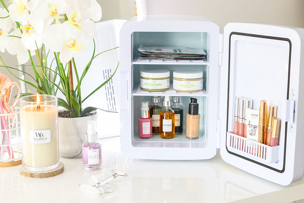 teami skincare products in our skincare fridge