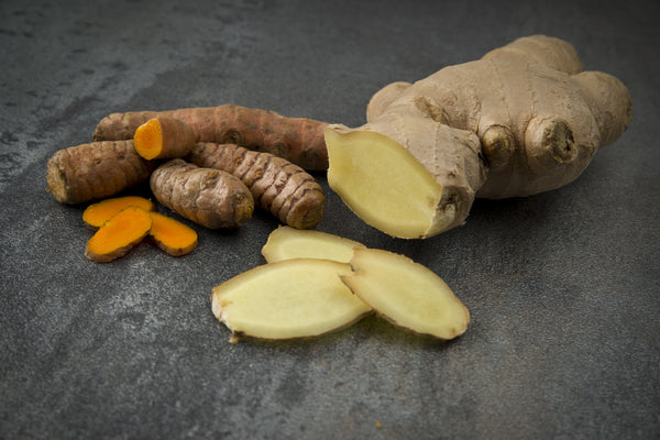 fresh ginger and turmeric root