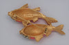 Crown Trifari Under the Sea Orange Double Fish Vintage Figural Brooch