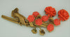Victorian Homage Hand Bouquet of Coral Roses Figural Antique Pin Brooch - 1920s