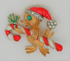 JJ Christmas Duck & Candy Cane Vintage Figural Costume Brooch