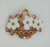 Trifari Floral 3 Flower Basket Vintage Costume Figural Pin Brooch