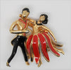 Dancing Ballroom Couple Hula Figural Vintage Pin Brooch