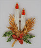 ART Holiday Christmas Candles Holly Pine Cones Figural Brooch - 1970s