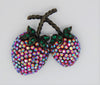 Weiss Fruit Double Strawberry Ruby Aurora Rhinestones Vintage Figural Brooch
