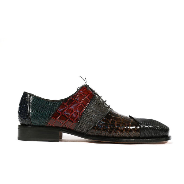 Ambrogio 39139 Men's Shoes Multi-Color Lizard Print / Crocodile Print / Calf-Skin Leather Oxfords (AMB1001)-AmbrogioShoes