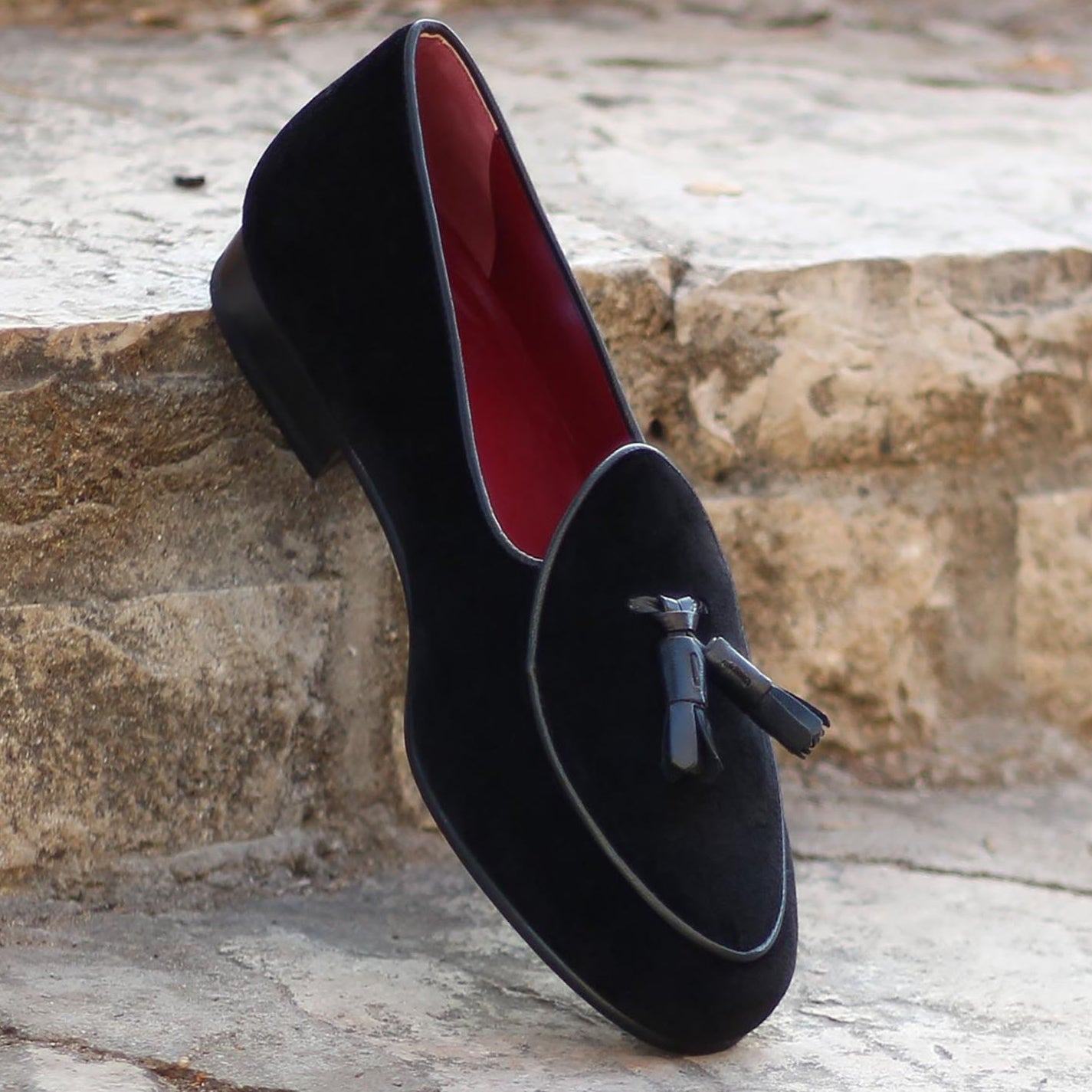 parti Løsne Lav en snemand Ambrogio Bespoke Custom Men's Shoes Black Velvet Tassels Loafers (AMB1 –  AmbrogioShoes
