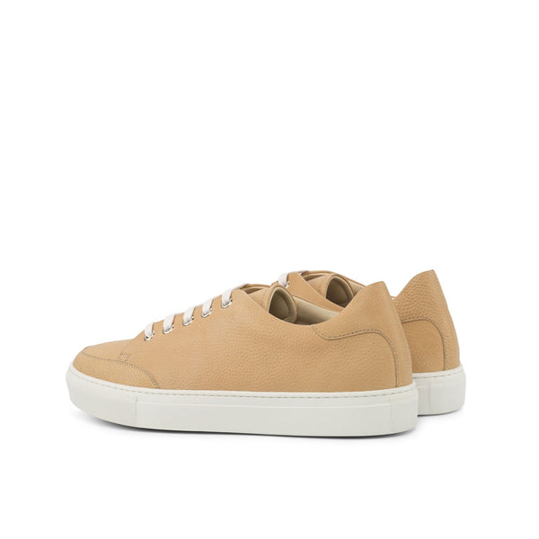 Ambrogio 4308 Bespoke Custom Women's Shoes Beige Fawn Pebble Grain Suede Leather Casual Sneakers (AMBW1010)-AmbrogioShoes