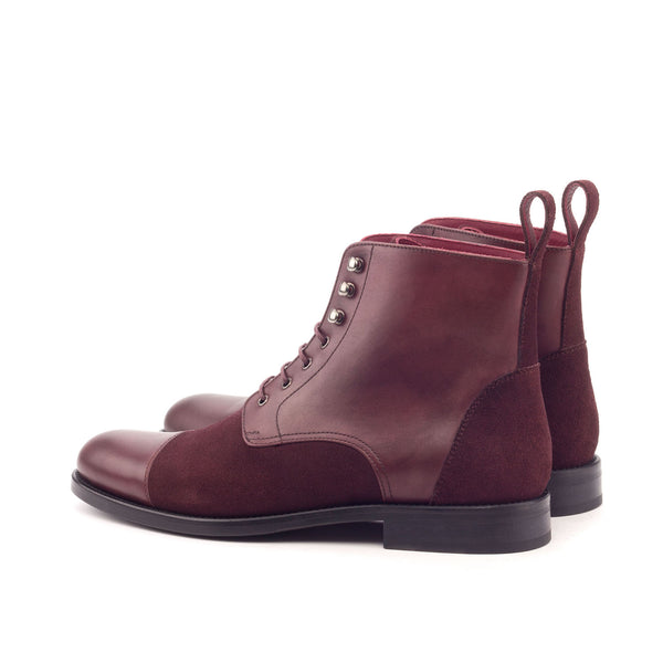 Ambrogio 3181 Bespoke Custom Women's Shoes Burgundy Suede / Calf-Skin Leather Brogue Boots (AMBW1044)-AmbrogioShoes