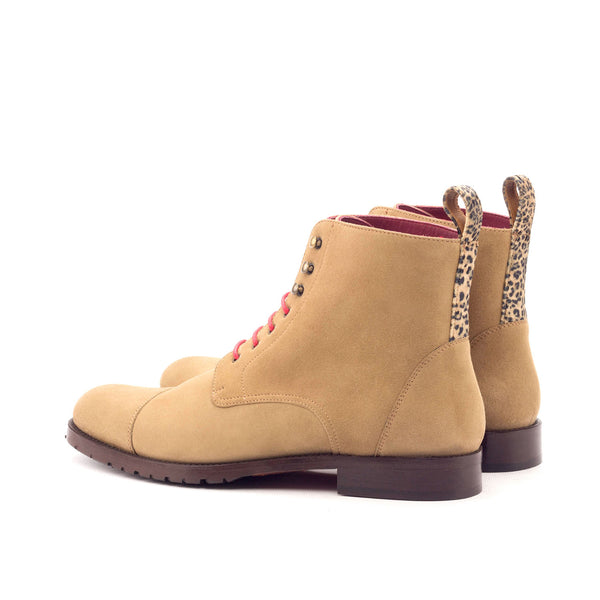 Ambrogio 3364 Bespoke Custom Women's Shoes Camel Fabric / Suede Leather Cap-Toe Boots (AMBW1017)-AmbrogioShoes