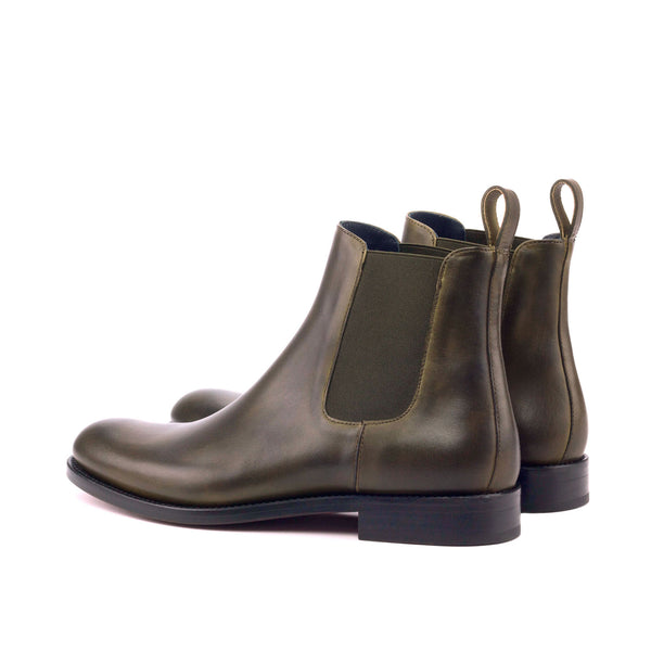 Ambrogio 3231 Bespoke Custom Women's Shoes Green Olive Calf-Skin Leather Chelsea Boots (AMBW1077)-AmbrogioShoes