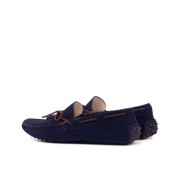 Ambrogio 3681 Bespoke Custom Men's Shoes Navy Suede Leather Slip-On Driver Loafers (AMB1664)-AmbrogioShoes