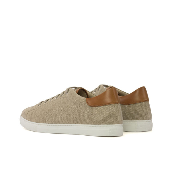 Ambrogio Bespoke Men's Shoes Beige Canvas Trainer (AMB2287)-AmbrogioShoes