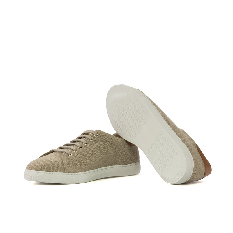 Ambrogio Bespoke Men's Shoes Beige Canvas Trainer (AMB2287)-AmbrogioShoes