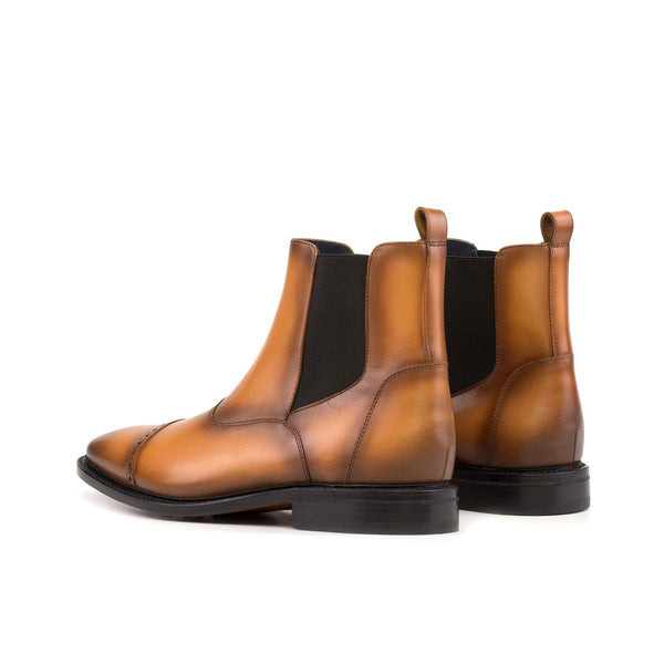 Ambrogio Bespoke Men's Shoes Cognac Calf-Skin Leather Chelsea Boots (AMB2276)-AmbrogioShoes