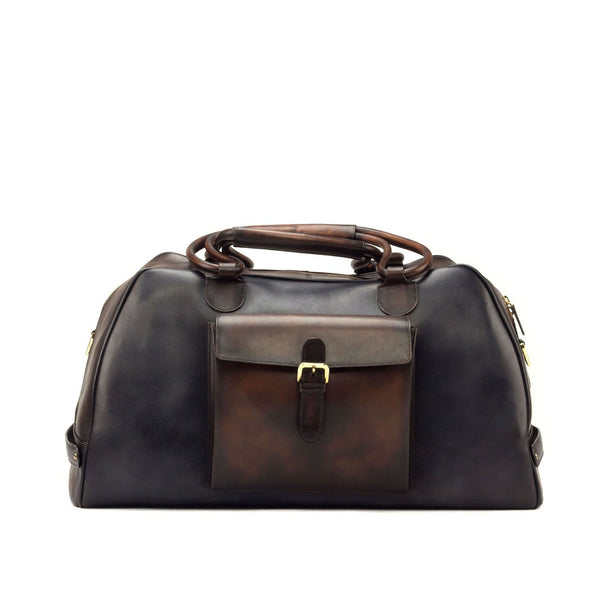 Ambrogio 2934 Men's Bag Gray & Two-Tone Brown Calf-Skin Leather Travel Duffle Bag (AMBH1016)-AmbrogioShoes