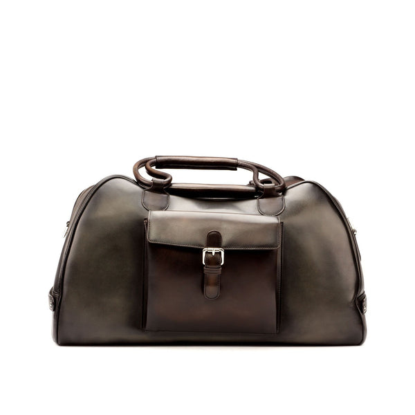 Ambrogio 3513 Men's Bag Navy, Brown & Gray Calf-Skin Leather Travel Duffle Bag (AMBH1011)-AmbrogioShoes