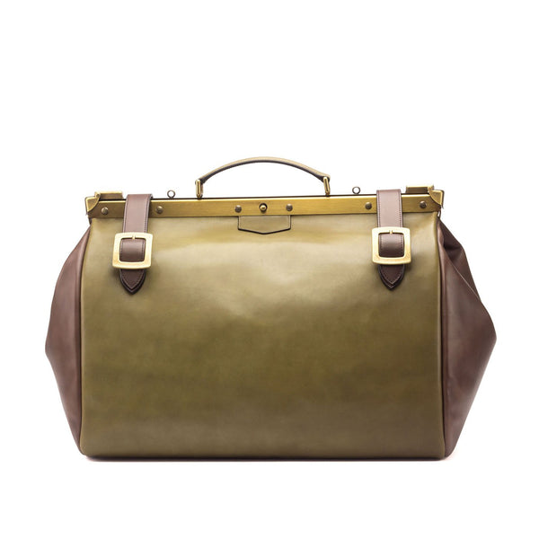 Ambrogio 3153 Men's Bag Olive & Dark Brown Calf-Skin Leather Doctor Bag (AMBH1003)-AmbrogioShoes