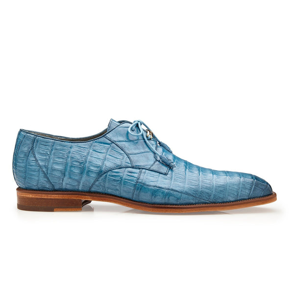 Belvedere R40 Umberto Men's Shoes Antique Blue Jean Exotic Genuine Caiman Crocodile Derby Oxfords (BV3060)-AmbrogioShoes