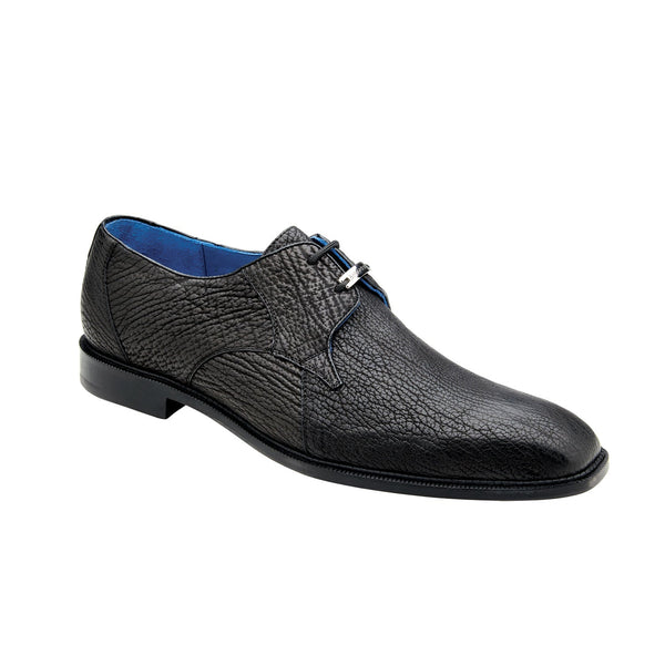 Belvedere Ray R46 Men's Shoes Black Exotic Shark-Skin Derby Oxfords (BV3085)-AmbrogioShoes