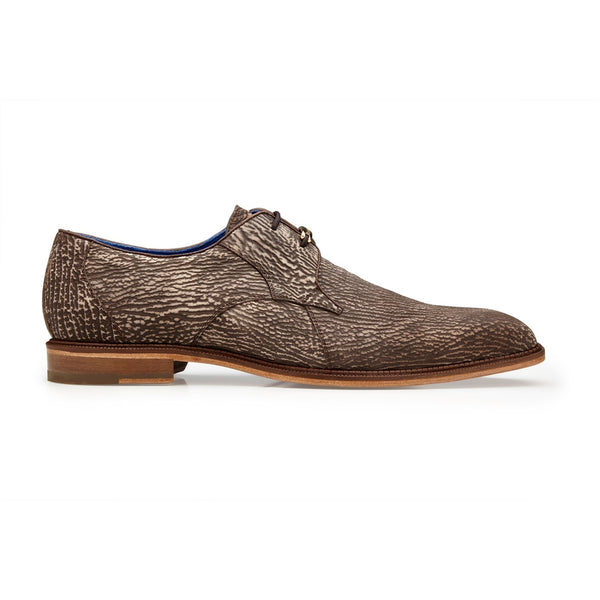 Belvedere Ray R46 Men's Shoes Gray Exotic Shark-Skin Derby Oxfords (BV3086)-AmbrogioShoes