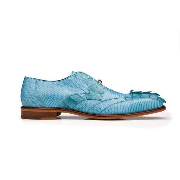 Belvedere Valter 1480 Men's Shoes Summer Blue Exotic Caiman Crocodile / Lizard Derby Oxfords (BV3089)-AmbrogioShoes