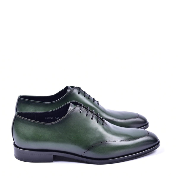 Corrente C0014022 5453N Men's Shoes Green Calf-Skin Leather Plain Toe Lace Up Oxfords (CRT1301)-AmbrogioShoes