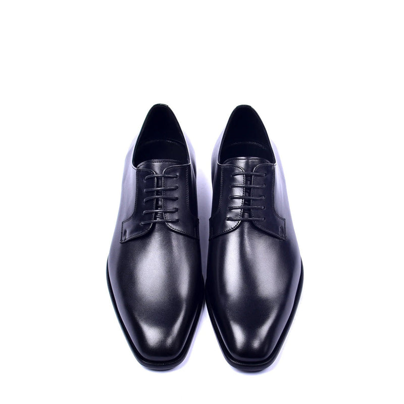 Corrente C01501 6291 Men's Shoes Black Calf-Skin Leather Plain Toe Lace Up Derby Oxfords (CRT1318)-AmbrogioShoes