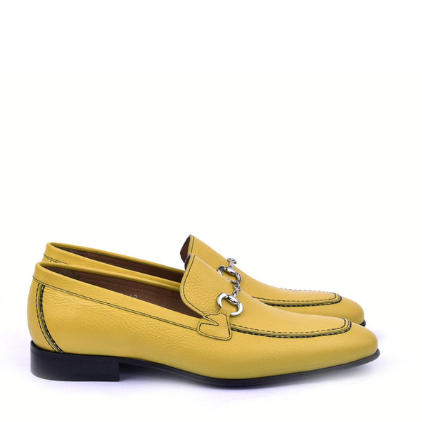 Corrente C11102 4428 Men's Shoes Yellow Grain Bit Buckle Loafers (CRT1339)-AmbrogioShoes